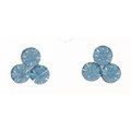 Ear stud with 3 light blue rhinestones