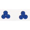 Ear stud with 3 dark blue rhinestones