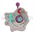 Navelshield mit Eidechse, Mensch, Mond und Stern