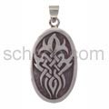 Tattoo pendant, Tribal Design, oval