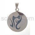 Tattoo pendant, Tribal Design with turquoise inlay