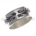 Tattoo-Ring, Tribal Design, rote und t�rkisfarbene F�llung