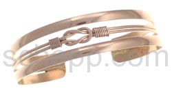 Bangle, copper stripes with knot