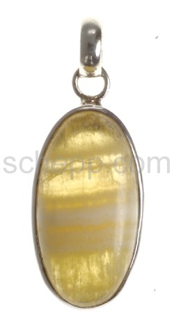 Pendant, yellow agate, oval