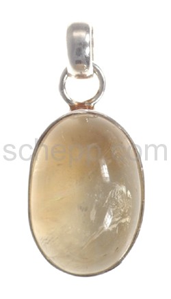 Pendant, yellow agate, oval