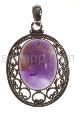 Pendant, amethyst, oval