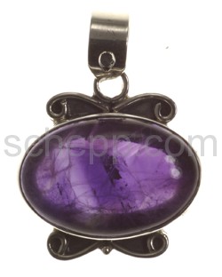 Pendant, amethyst, oval