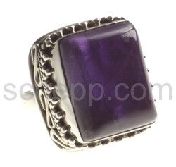 Ring, amethyst, rectangular