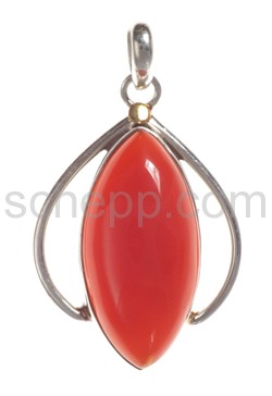 Pendant, carnelian, navette