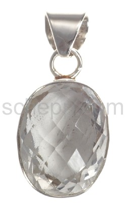 Pendant, rock crystal, oval