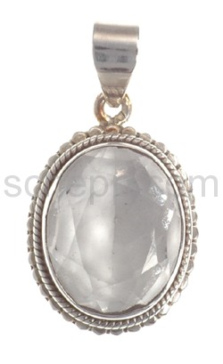 Pendant, rock crystal, oval