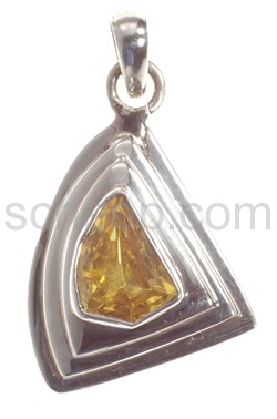 Pendant, citrine, facet cut, triangular