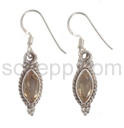 Drop earrings, citrine, facet cut, small