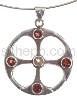 Anhänger Mandala, Granat mit Facettenschliff