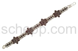 Gliederarmband, Granat mit Facettenschliff und Perlen