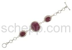Gliederarmband, groe Rubine mit Facettenschliff
