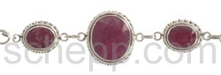 Link bracelet, large facet cut rubies