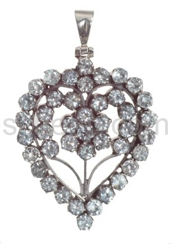 Heart pendent, facet cut zircons