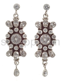 Drop earrings with facet cut zircons, long