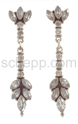 Drop earrings with facet cut zircons, long