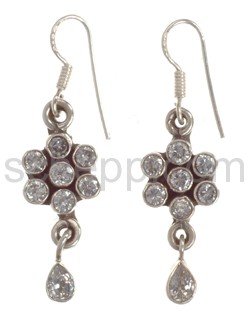 Drop earrings with facet cut zircons