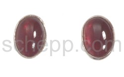 Ear studs, small garnets, oval