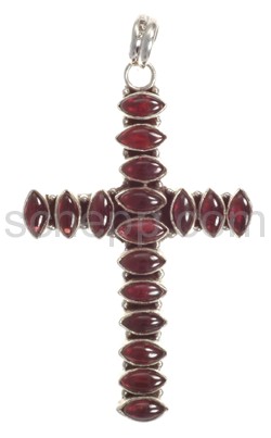 Pendant cross, garnet