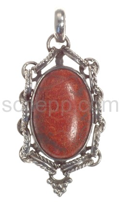 Pendant, coral, oval, small