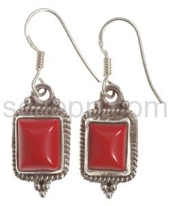 Drop earring coral, rectangular