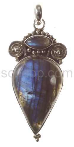 Pendant, labradorite, drop shape