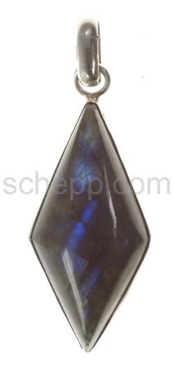 Pendant, labradorite, rhombus