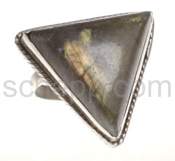 Ring with labradorite, triangular