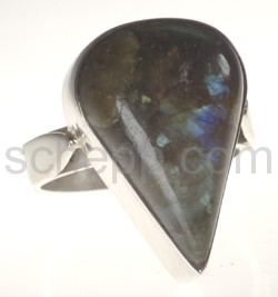 Ring with labradorite, drop shape