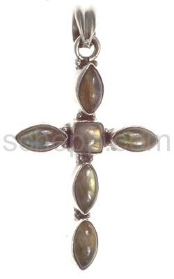 Pendant cross, labradorite