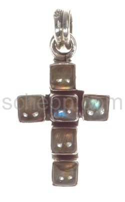 Pendant cross, labradorite