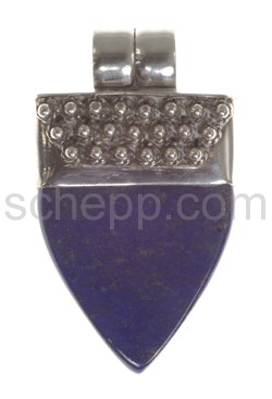 Pendant, lapis lazuli, with silver ornaments