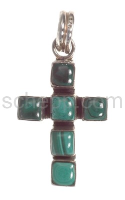 Pendant cross, malachite