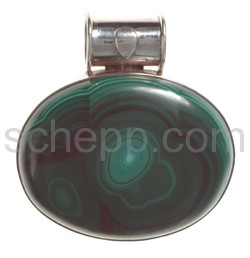 Pendant, malachite, oval