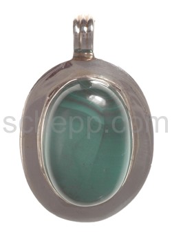 Pendant, malachite, oval