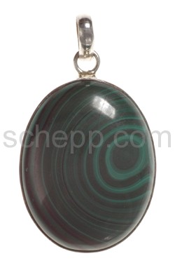 Pendant, malachite, oval