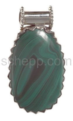 Pendant, malachite, oval