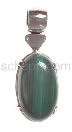 Pendant, malachite, oval