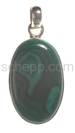 Pendant, malachite, oval