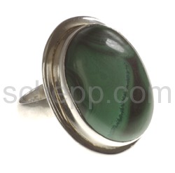 Ring with large malachite, oval