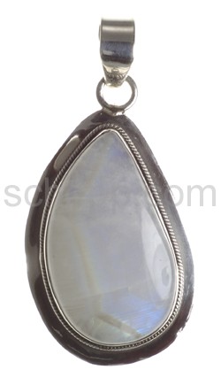 Pendant, moonstone, drop shape