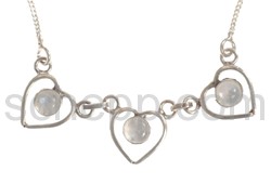 Collier, moonstone with hearts