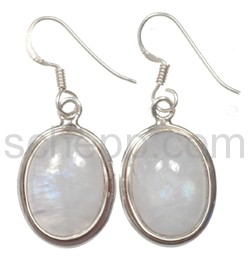 Drop earrings, moonstone, oval