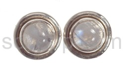 Ear studs, moonstone, round