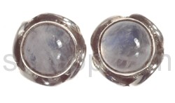 Ear studs, moonstone, round