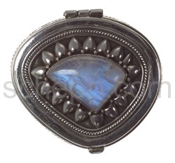 Pillendose mit Mondstein, gro (2,4 cm hoch)